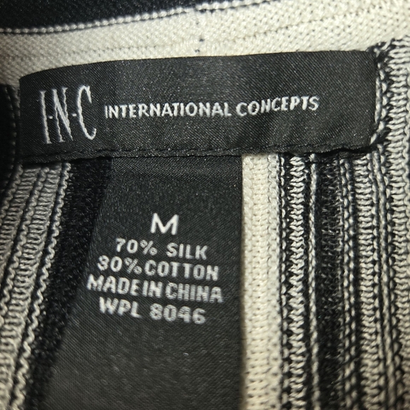 INC International Concepts Black and Cream Striped Top - Picture 3 of 3